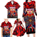 Personalized Knights ANZAC Day Family Matching Long Sleeve Bodycon Dress and Hawaiian Shirt Australian Army - Lest We Forget