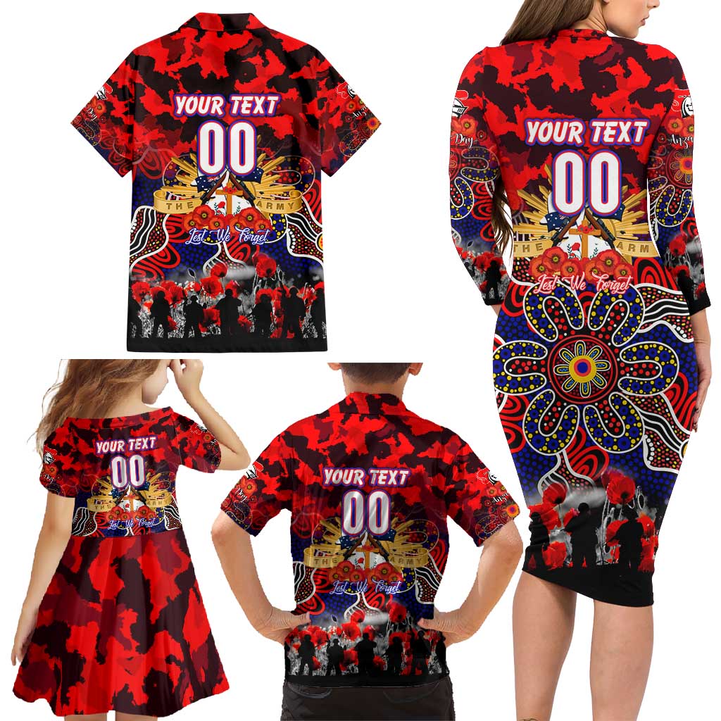 Personalized Knights ANZAC Day Family Matching Long Sleeve Bodycon Dress and Hawaiian Shirt Australian Army - Lest We Forget