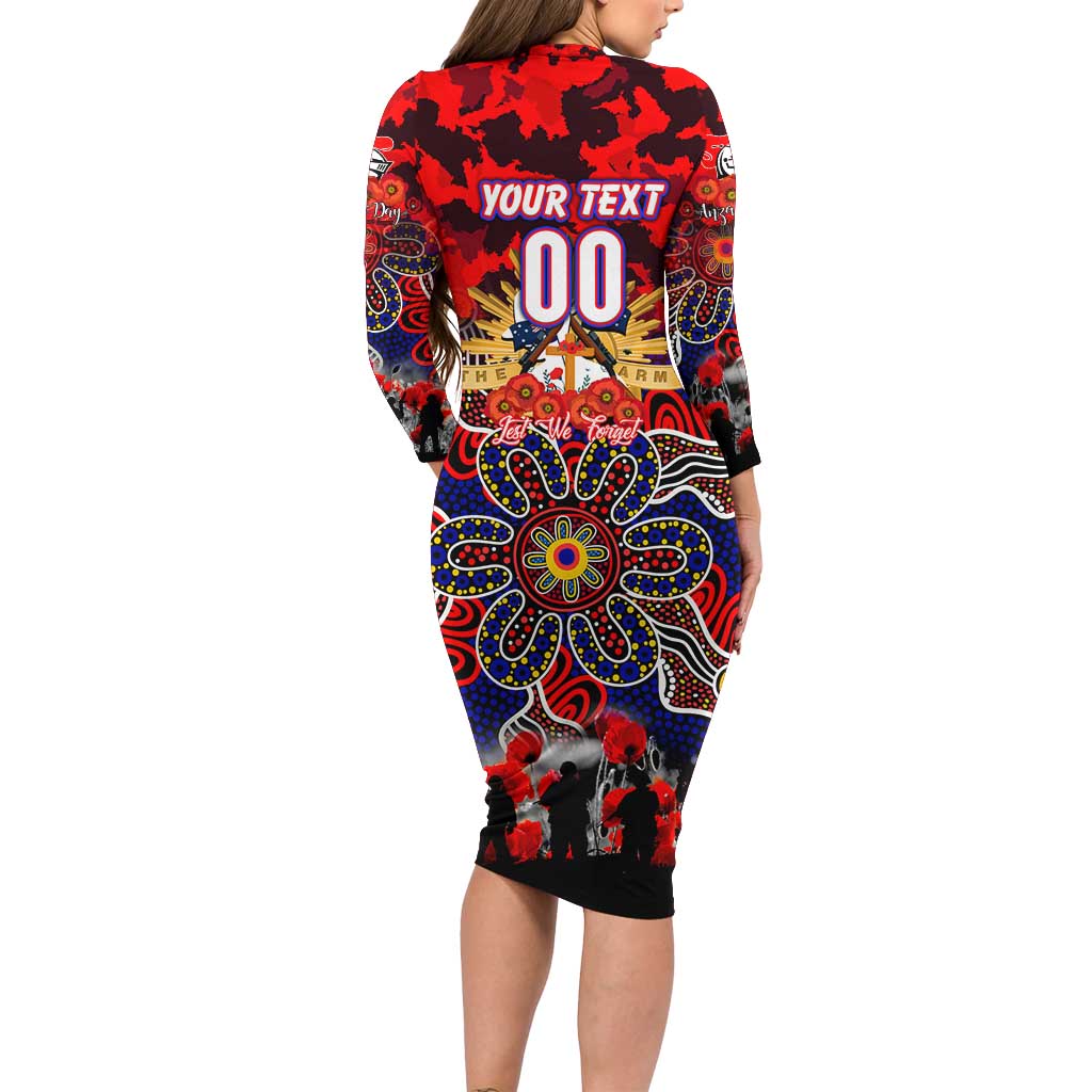 Personalized Knights ANZAC Day Family Matching Long Sleeve Bodycon Dress and Hawaiian Shirt Australian Army - Lest We Forget