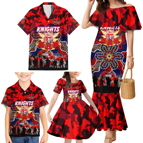 Personalized Knights ANZAC Day Family Matching Mermaid Dress and Hawaiian Shirt Australian Army - Lest We Forget