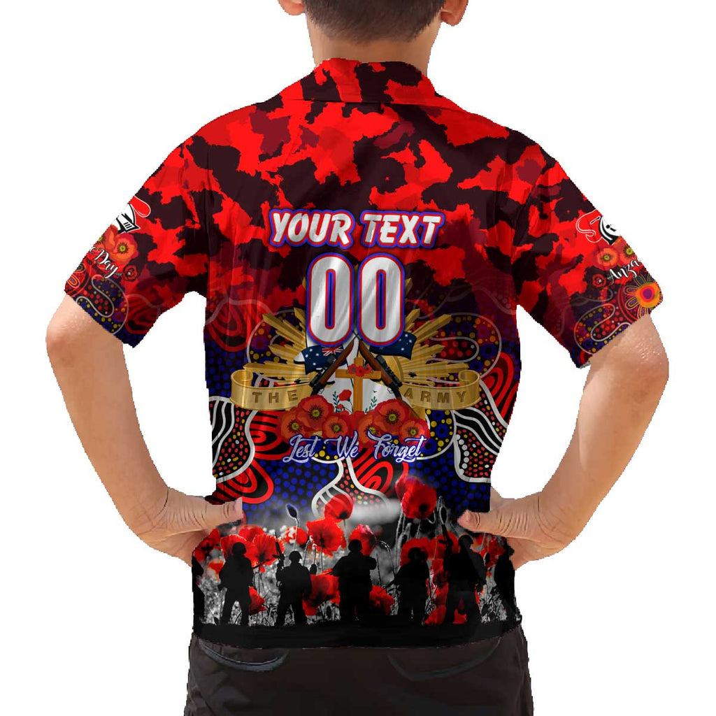 Personalized Knights ANZAC Day Family Matching Off The Shoulder Long Sleeve Dress and Hawaiian Shirt Australian Army - Lest We Forget