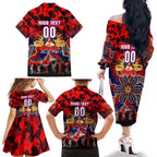 Personalized Knights ANZAC Day Family Matching Off The Shoulder Long Sleeve Dress and Hawaiian Shirt Australian Army - Lest We Forget
