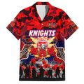 Personalized Knights ANZAC Day Family Matching Off The Shoulder Long Sleeve Dress and Hawaiian Shirt Australian Army - Lest We Forget