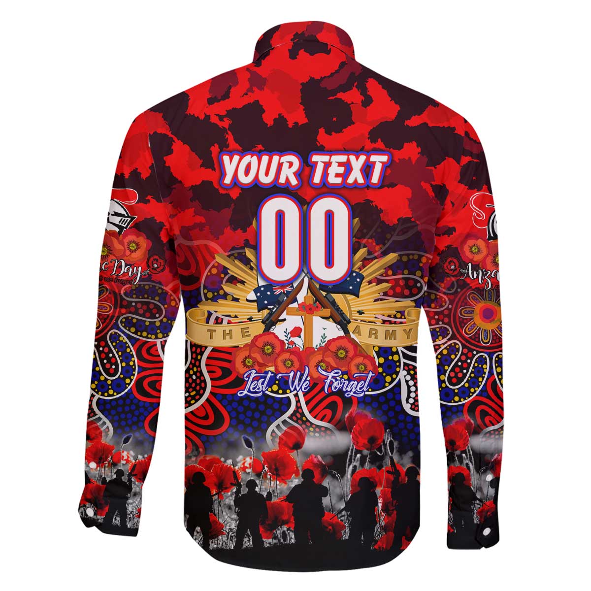 Personalized Knights ANZAC Day Family Matching Off The Shoulder Long Sleeve Dress and Hawaiian Shirt Australian Army - Lest We Forget