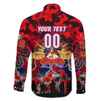 Personalized Knights ANZAC Day Family Matching Off The Shoulder Long Sleeve Dress and Hawaiian Shirt Australian Army - Lest We Forget