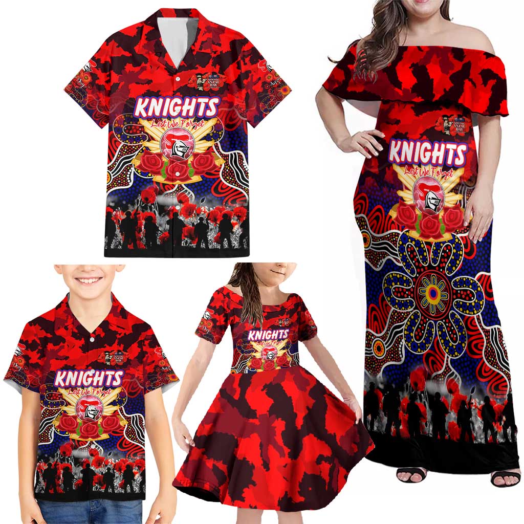 Personalized Knights ANZAC Day Family Matching Off Shoulder Maxi Dress and Hawaiian Shirt Australian Army - Lest We Forget