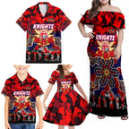 Personalized Knights ANZAC Day Family Matching Off Shoulder Maxi Dress and Hawaiian Shirt Australian Army - Lest We Forget