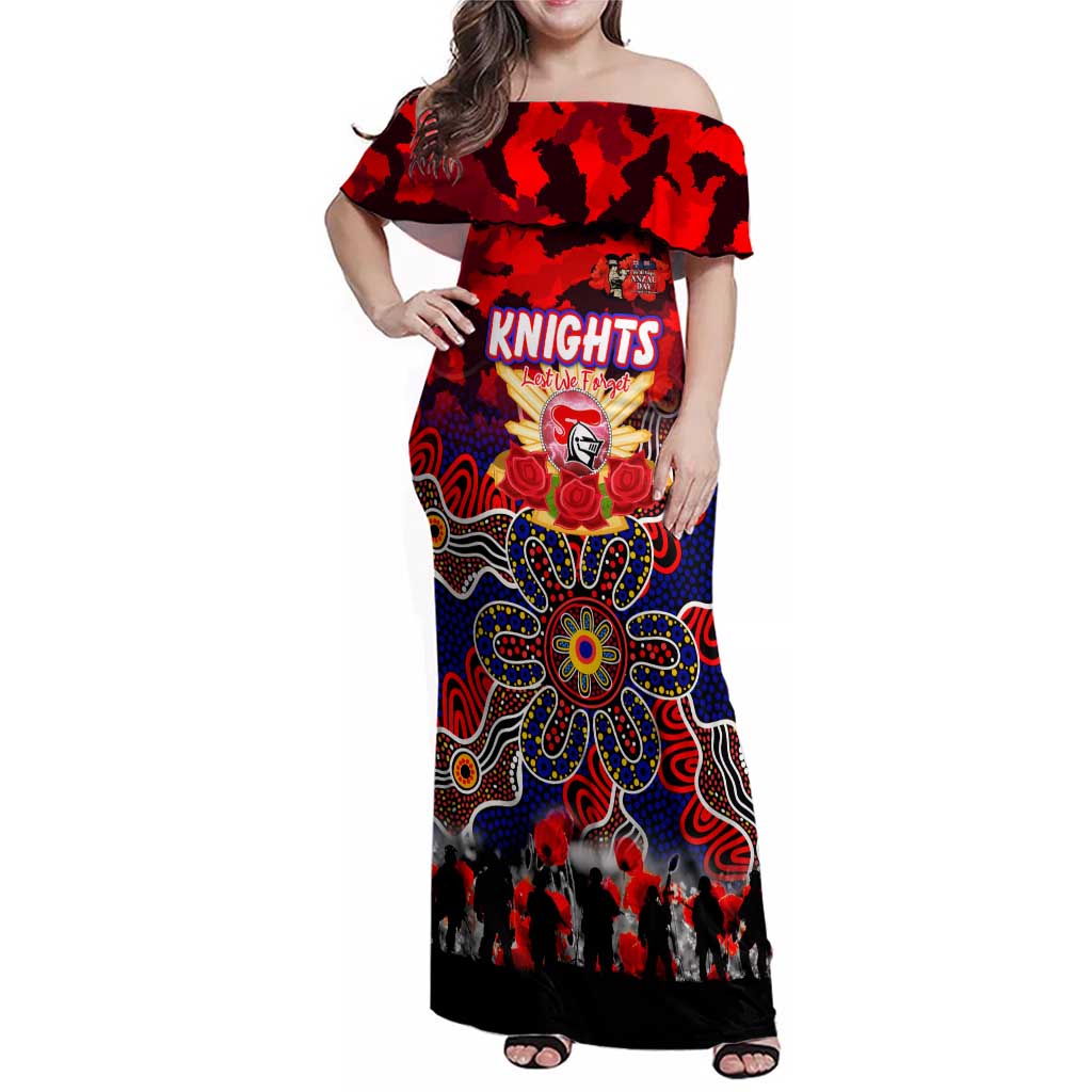 Personalized Knights ANZAC Day Family Matching Off Shoulder Maxi Dress and Hawaiian Shirt Australian Army - Lest We Forget