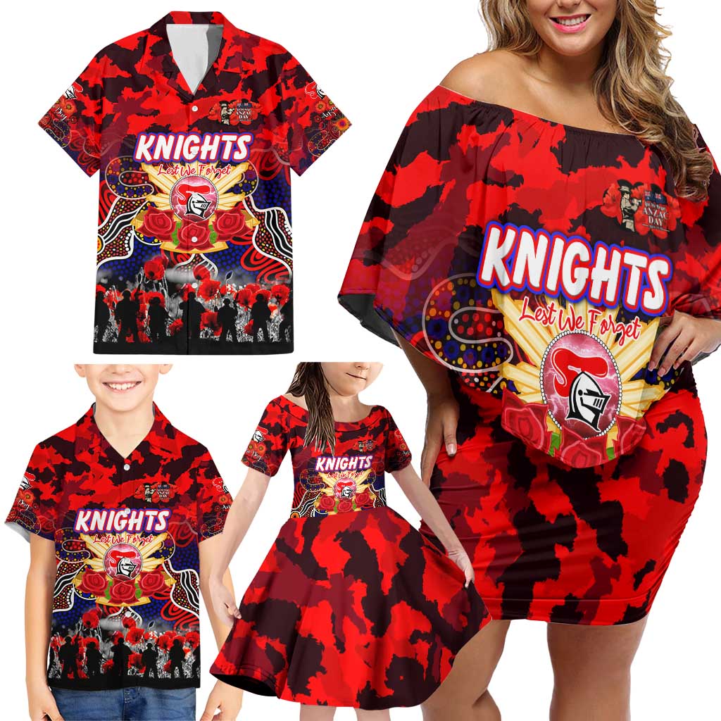 Personalized Knights ANZAC Day Family Matching Off Shoulder Short Dress and Hawaiian Shirt Australian Army - Lest We Forget