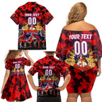 Personalized Knights ANZAC Day Family Matching Off Shoulder Short Dress and Hawaiian Shirt Australian Army - Lest We Forget