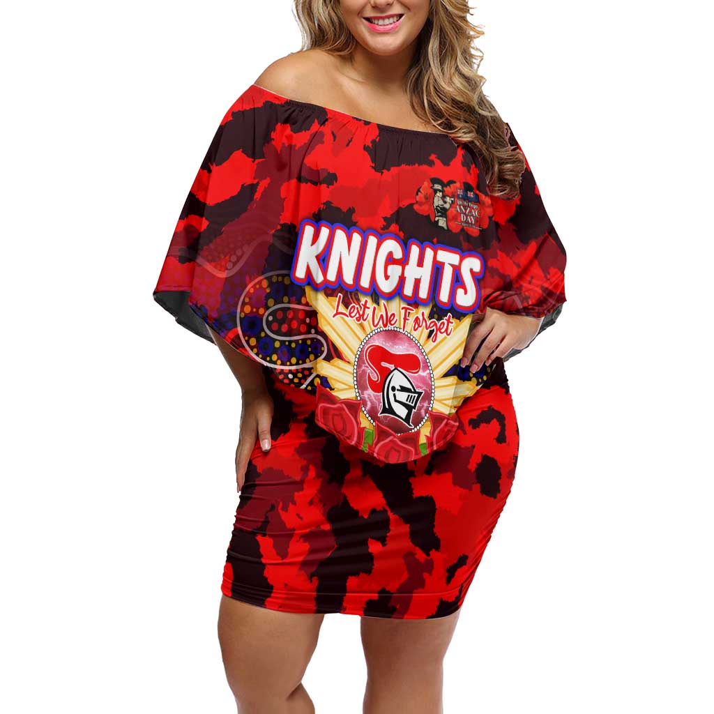 Personalized Knights ANZAC Day Family Matching Off Shoulder Short Dress and Hawaiian Shirt Australian Army - Lest We Forget