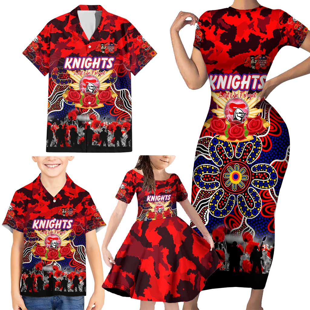 Personalized Knights ANZAC Day Family Matching Short Sleeve Bodycon Dress and Hawaiian Shirt Australian Army - Lest We Forget