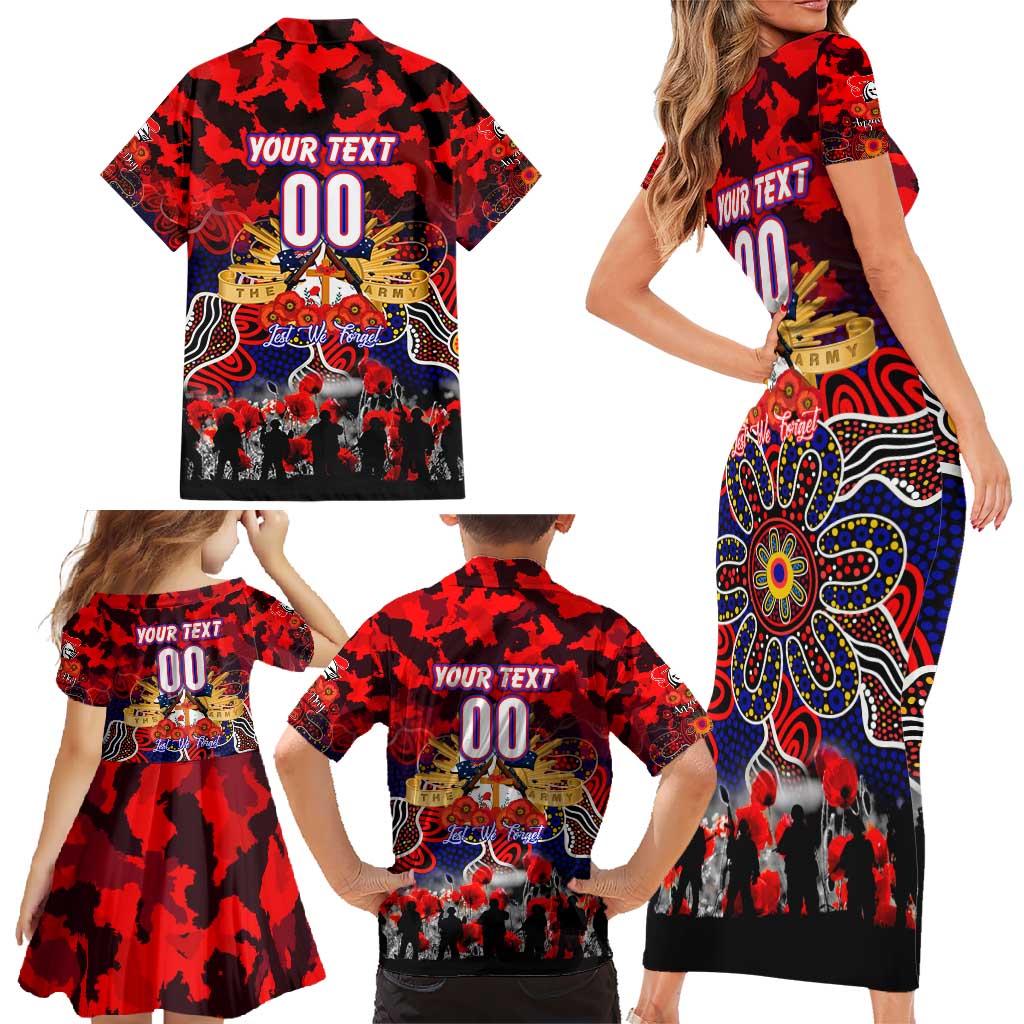 Personalized Knights ANZAC Day Family Matching Short Sleeve Bodycon Dress and Hawaiian Shirt Australian Army - Lest We Forget