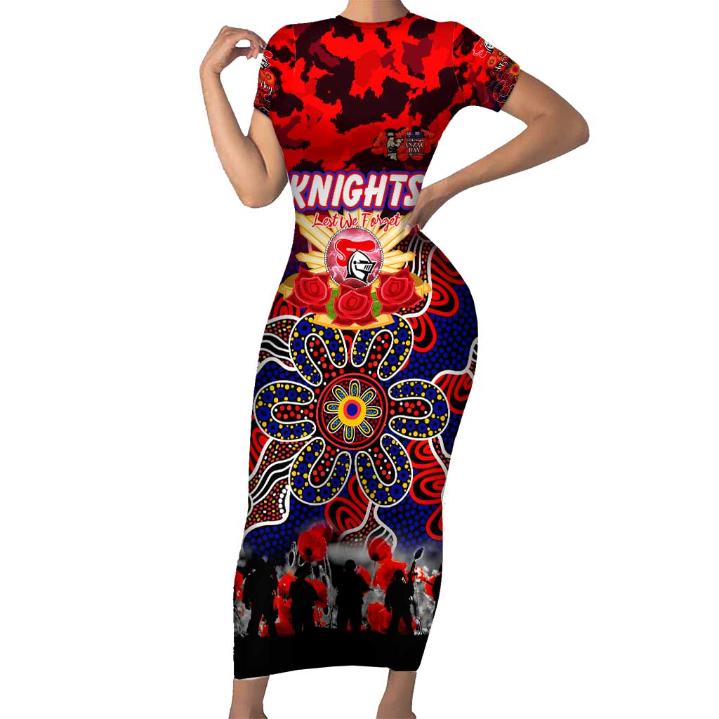 Personalized Knights ANZAC Day Family Matching Short Sleeve Bodycon Dress and Hawaiian Shirt Australian Army - Lest We Forget