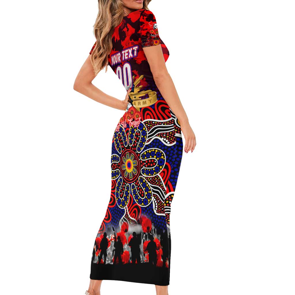 Personalized Knights ANZAC Day Family Matching Short Sleeve Bodycon Dress and Hawaiian Shirt Australian Army - Lest We Forget