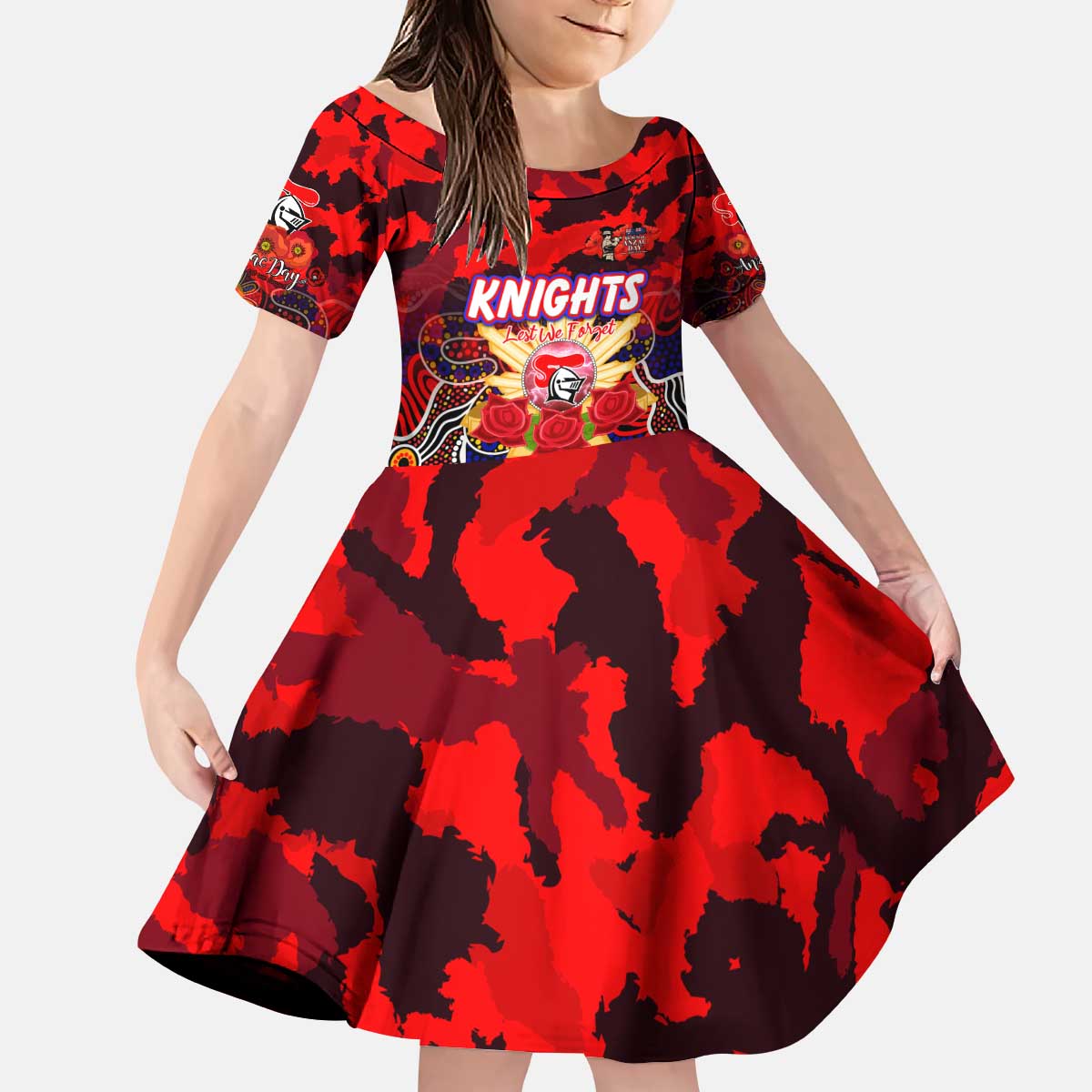 Personalized Knights ANZAC Day Kid Short Sleeve Dress Australian Army - Lest We Forget