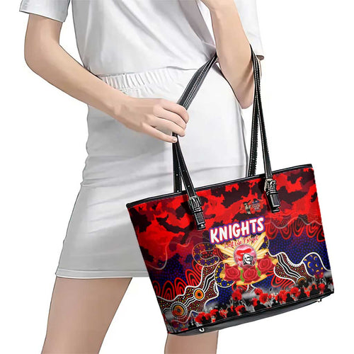 Knights ANZAC Day Leather Tote Bag Australian Army - Lest We Forget