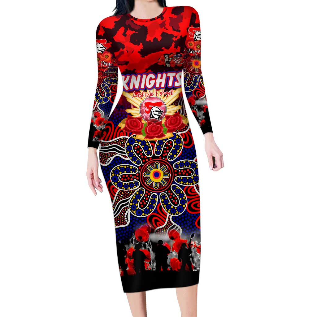 Personalized Knights ANZAC Day Long Sleeve Bodycon Dress Australian Army - Lest We Forget