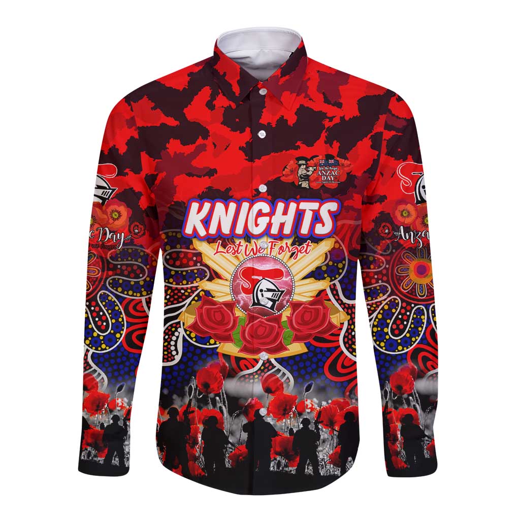 Personalized Knights ANZAC Day Long Sleeve Button Shirt Australian Army - Lest We Forget