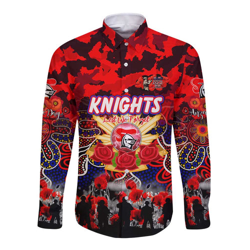 Personalized Knights ANZAC Day Long Sleeve Button Shirt Australian Army - Lest We Forget