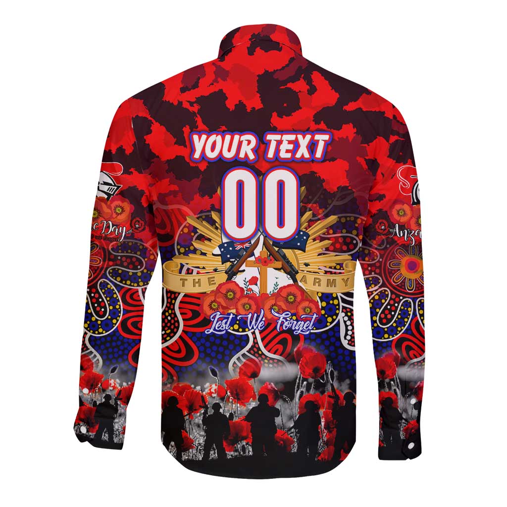Personalized Knights ANZAC Day Long Sleeve Button Shirt Australian Army - Lest We Forget
