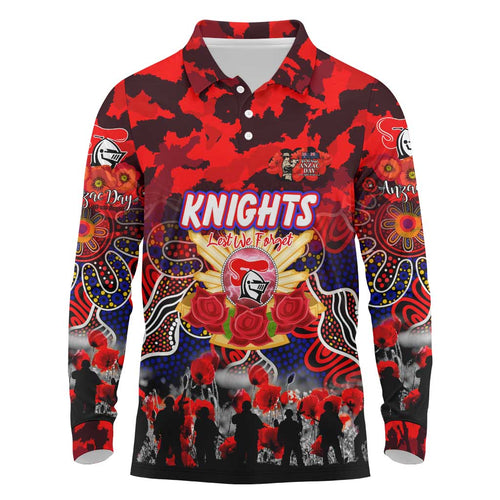 Personalized Knights ANZAC Day Long Sleeve Polo Shirt Australian Army - Lest We Forget