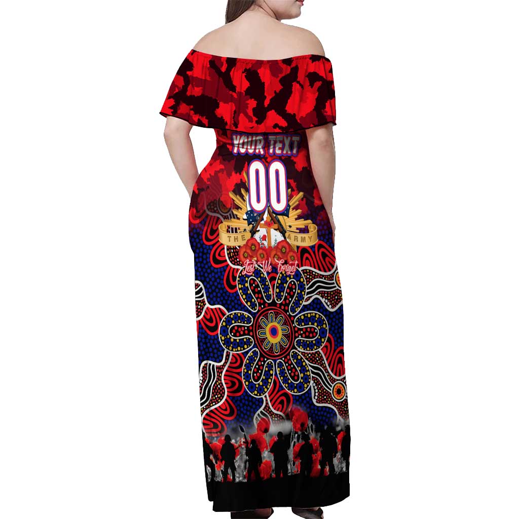Personalized Knights ANZAC Day Off Shoulder Maxi Dress Australian Army - Lest We Forget