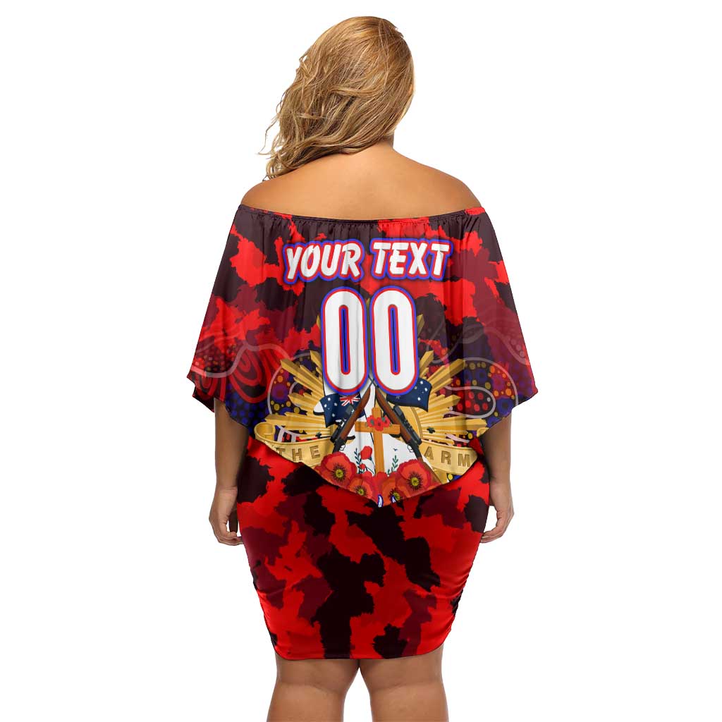 Personalized Knights ANZAC Day Off Shoulder Short Dress Australian Army - Lest We Forget