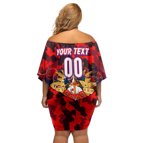 Personalized Knights ANZAC Day Off Shoulder Short Dress Australian Army - Lest We Forget