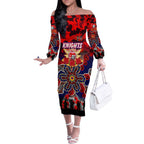 Personalized Knights ANZAC Day Off The Shoulder Long Sleeve Dress Australian Army - Lest We Forget