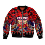 Personalized Knights ANZAC Day Sleeve Zip Bomber Jacket Australian Army - Lest We Forget