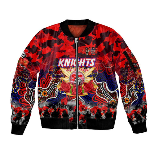 Personalized Knights ANZAC Day Sleeve Zip Bomber Jacket Australian Army - Lest We Forget