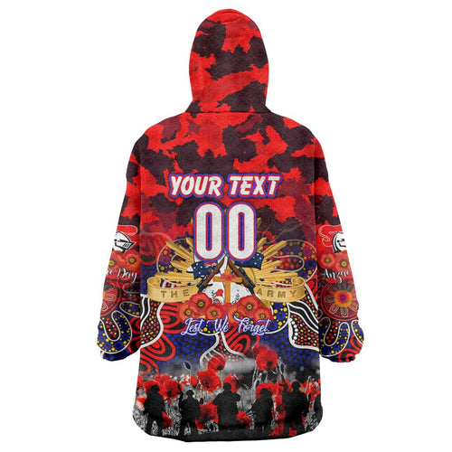 Personalized Knights ANZAC Day Wearable Blanket Hoodie Australian Army - Lest We Forget
