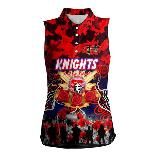 Personalized Knights ANZAC Day Women Sleeveless Polo Shirt Australian Army - Lest We Forget