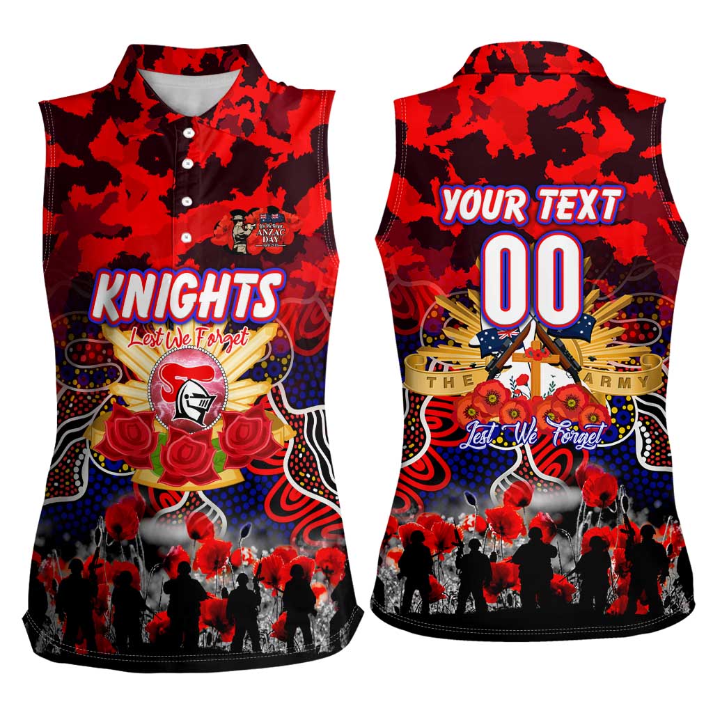 Personalized Knights ANZAC Day Women Sleeveless Polo Shirt Australian Army - Lest We Forget