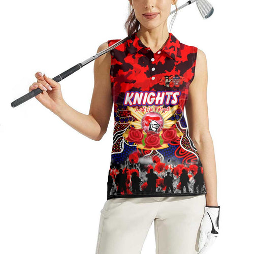 Personalized Knights ANZAC Day Women Sleeveless Polo Shirt Australian Army - Lest We Forget