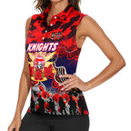 Personalized Knights ANZAC Day Women Sleeveless Polo Shirt Australian Army - Lest We Forget