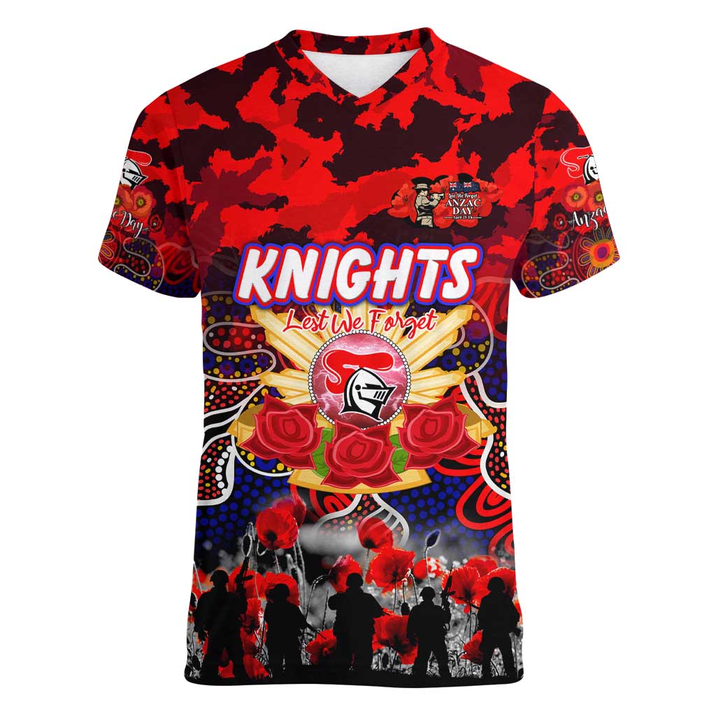 Personalized Knights ANZAC Day Women V-Neck T-Shirt Australian Army - Lest We Forget