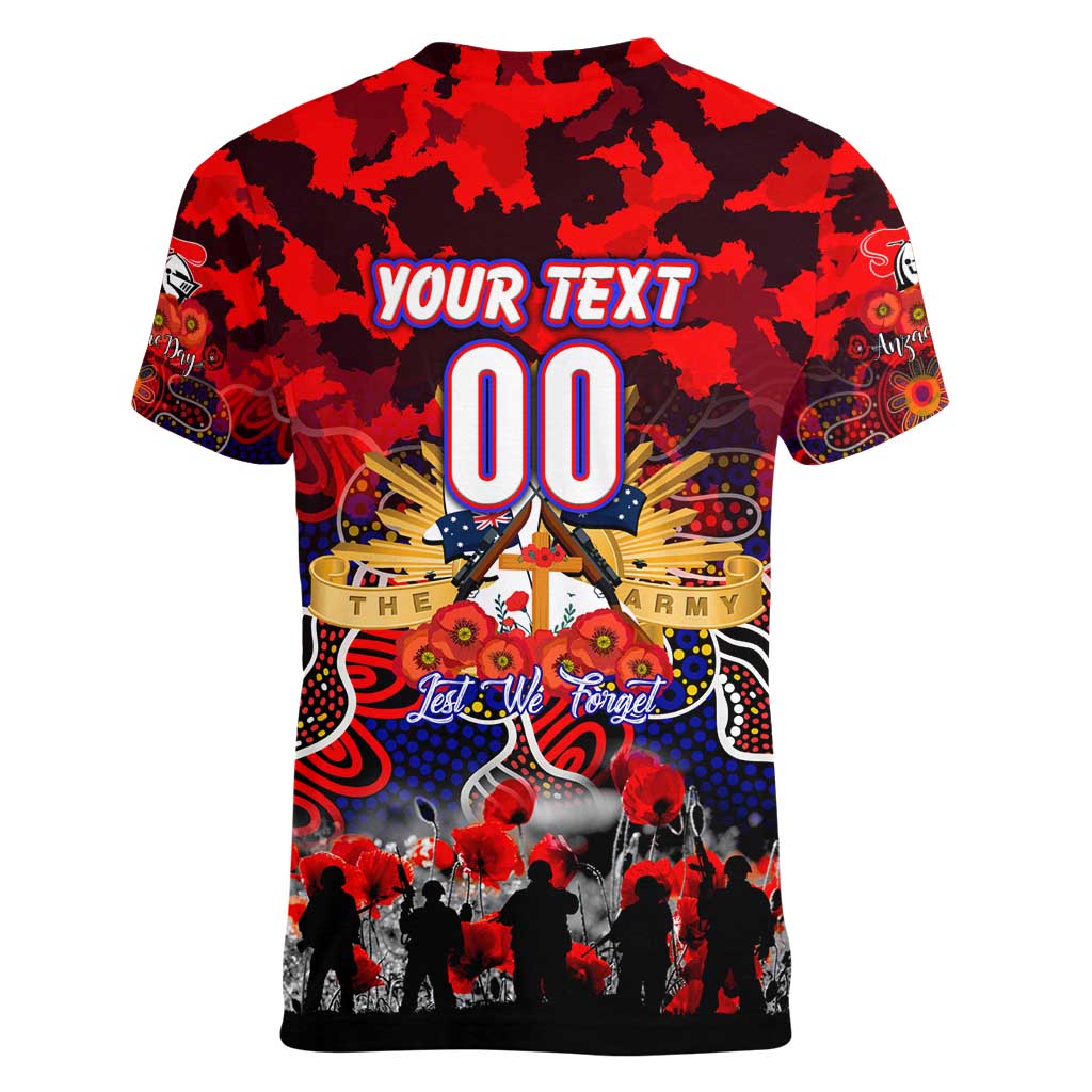 Personalized Knights ANZAC Day Women V-Neck T-Shirt Australian Army - Lest We Forget