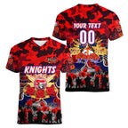 Personalized Knights ANZAC Day Women V-Neck T-Shirt Australian Army - Lest We Forget
