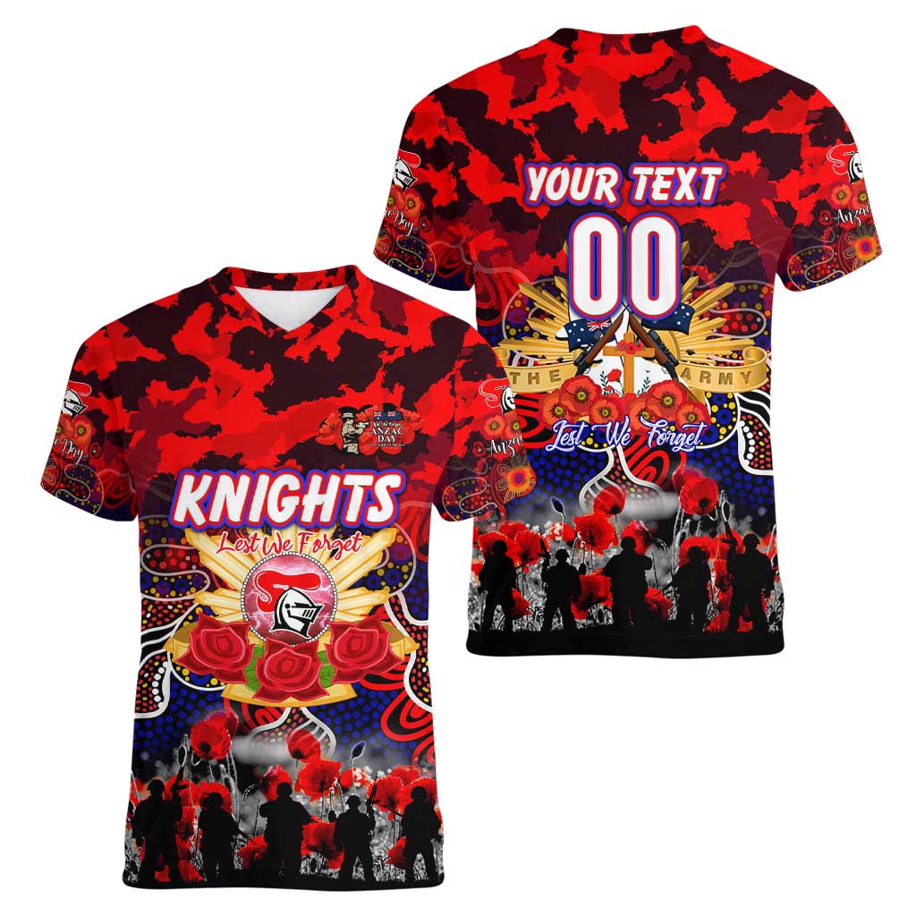Personalized Knights ANZAC Day Women V-Neck T-Shirt Australian Army - Lest We Forget