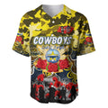 Personalized Cowboys ANZAC Day Baseball Jersey Australian Army - Lest We Forget