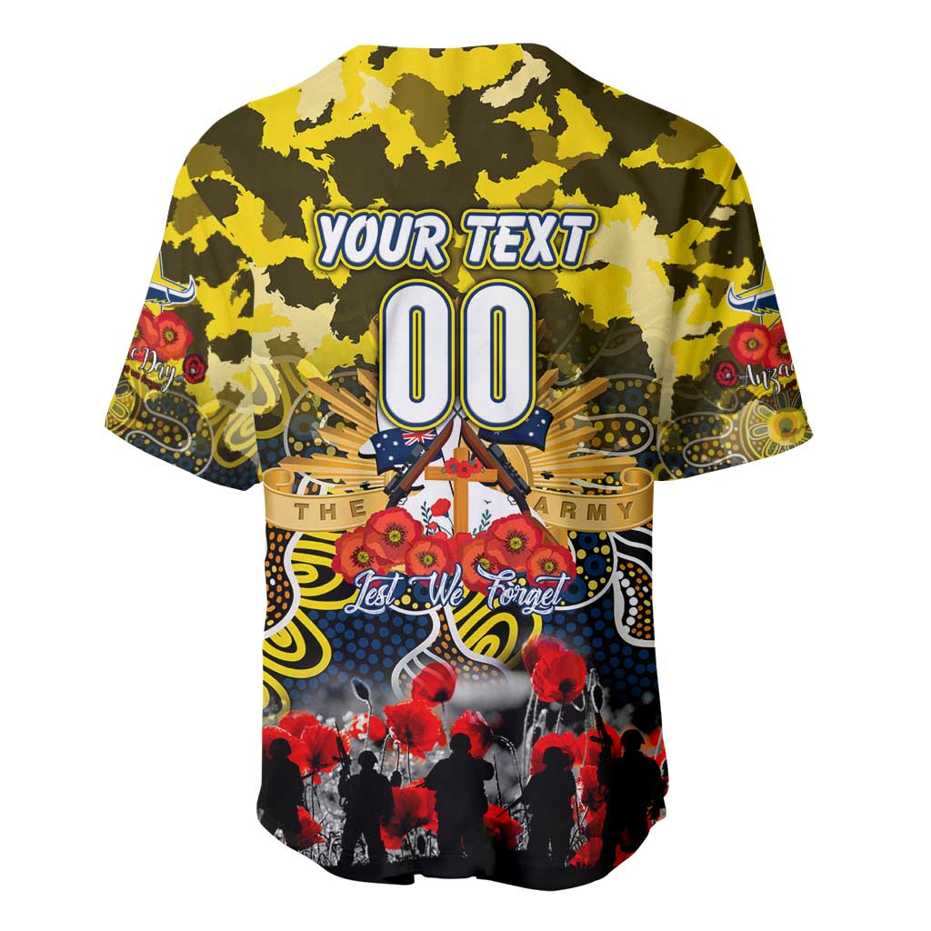 Personalized Cowboys ANZAC Day Baseball Jersey Australian Army - Lest We Forget