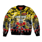 Personalized Cowboys ANZAC Day Bomber Jacket Australian Army - Lest We Forget