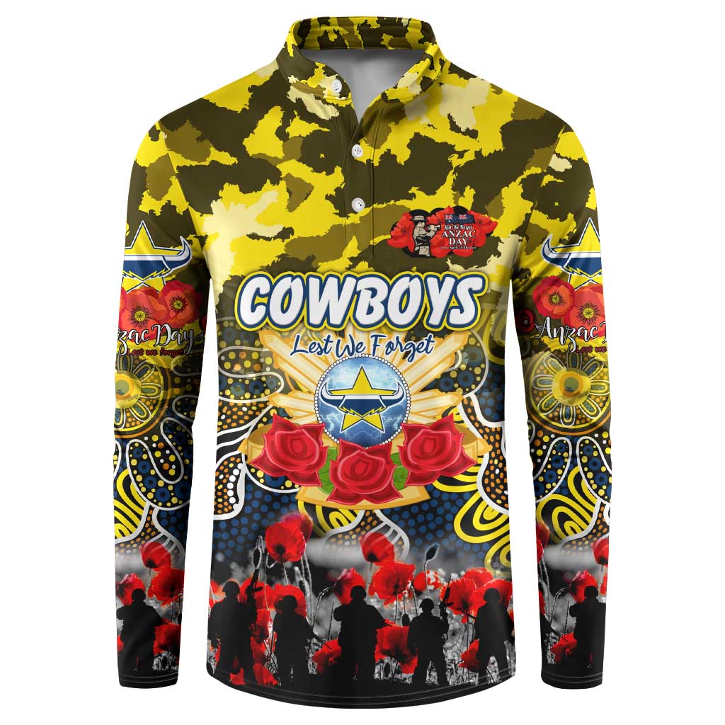 Personalized Cowboys ANZAC Day Button Sweatshirt Australian Army - Lest We Forget