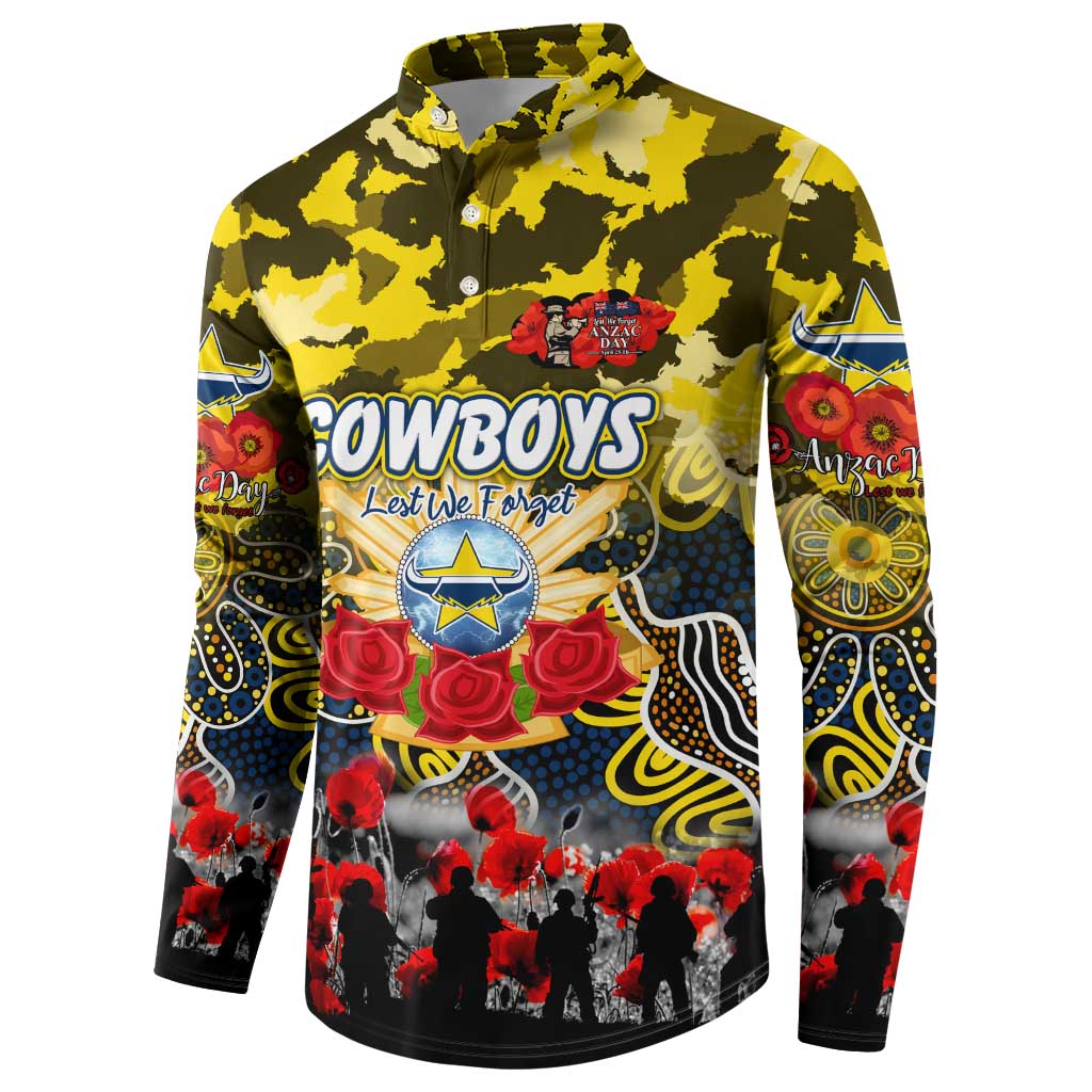Personalized Cowboys ANZAC Day Button Sweatshirt Australian Army - Lest We Forget