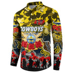 Personalized Cowboys ANZAC Day Button Sweatshirt Australian Army - Lest We Forget