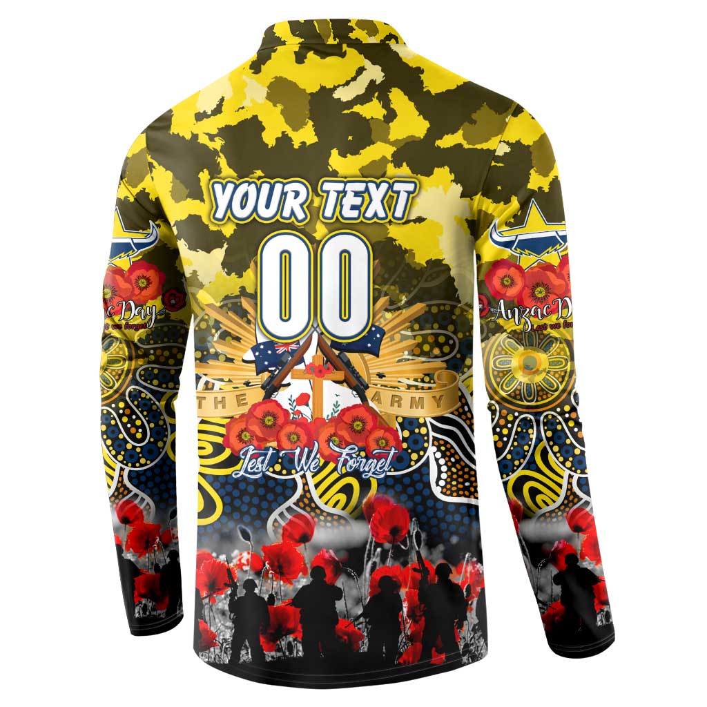 Personalized Cowboys ANZAC Day Button Sweatshirt Australian Army - Lest We Forget
