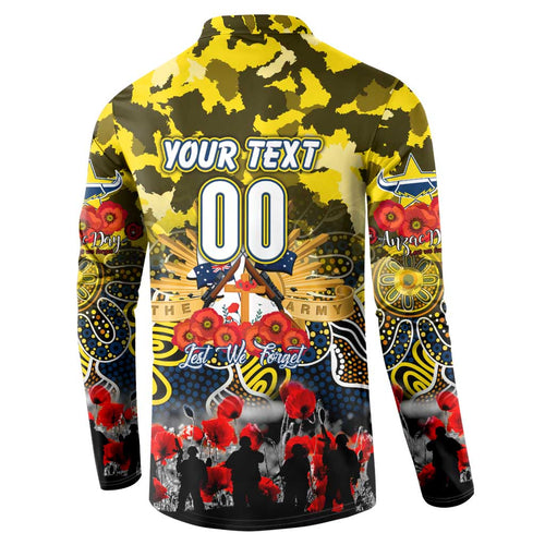 Personalized Cowboys ANZAC Day Button Sweatshirt Australian Army - Lest We Forget