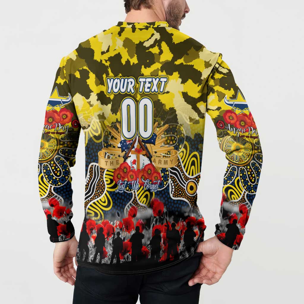 Personalized Cowboys ANZAC Day Button Sweatshirt Australian Army - Lest We Forget